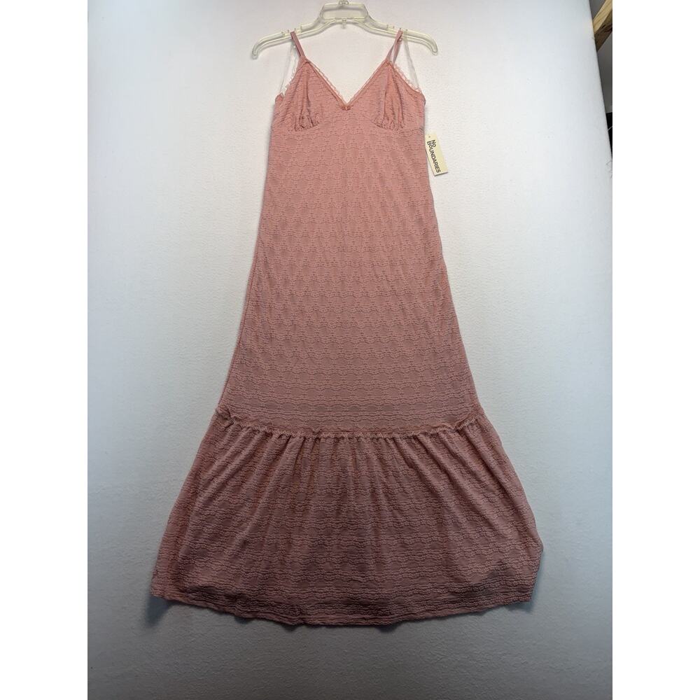 NWT No Boundaries Dusty Rose Pink Lace Tiered Hem Maxi Sundress Beach Vacation S